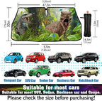 CHILL·TEK Funny Animal Car Windshield Sun Shade Umbrella, Cute Dinosaur Car Sun Shade Umbrellas, Block UV Rays Heat Foldable Windshield Umbrella Sun Visor Protector - Keep Vehicle Cool for Cars SUV