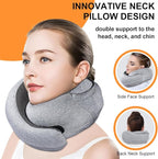 Travel Pillow - Hooded Neck Pillow Airplane Memory Foam Filling for Plane, Cars Sleeping, Road Trip, Long Flights, Portable Plane Accessories, Includes Eye Mask & Earplugs (Light Gray)