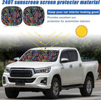 Moukeren 2 PCS Windshield Sun Shade for Car Foldable Window Covers for Car Accessories Reflect UV Sun Heat Protector for Universal Cars SUV Truck RV (Abstract, 31.75 x 28.75 Inch)