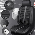 CAR PASS 3D Foam Mesh Leather Car Seat Covers Full Set, Breathable Premium Leather Seat Covers for Car,Anti Slip Universal Fit for Trucks Cars Sedans Vans SUVs, Airbag Compatible, Black Gray