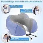 CloudBliss Travel Pillow Premium Memory Foam, Comfortable & Supportive Neck Pillow, Neck Pillows for Sleeping Travel, Airplane Pillow for Sleeping Airplane, Car, Office and Home（Black & Blue）