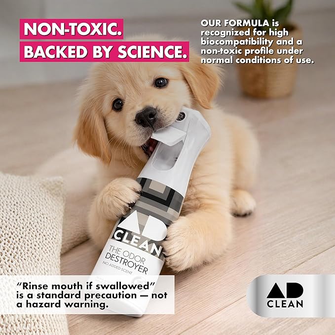 AdClean The Odor Destroyer l Odor Eliminator, No Scent, No Harsh Chemicals l Safe for Pets, People and the Planet l 10.14 fl oz Mist Spray