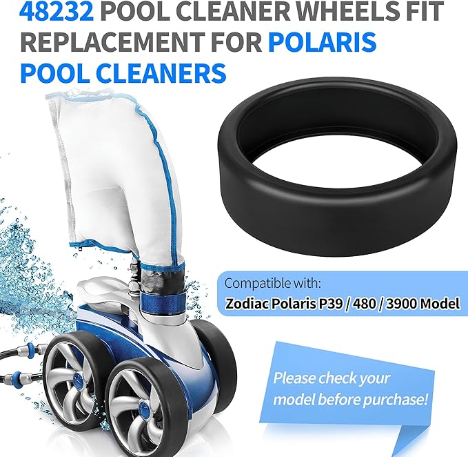 Pool Cleaner Replacment Tires, 48-232 Wide Tires Compatible with Zodiac Polaris P39 480 3900 Pressure Side Pool Cleaner, Pool System Wide Tire Replacement Rubber Wheels on Pool Cleaner, 3Pcs