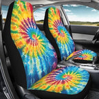 BIGCARJOB Tie Dye Theme Car Interior Accessories Sets Hippie Tie Dye Car Seat Cover Set for Front Seat Only 2 Pieces Auto Seat Accessories Vehicle Bucket Seat Protector