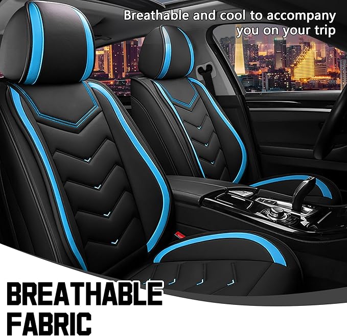 CTDS Car Seat Covers for Honda HR-V 2016-2026, Stylish Sport Seat Cover, Premium Nappa Leather Car Seat Cover. Automobile Seat Covers Sets.(Standard 2 Seats/Black Blue)