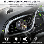 Car Fragrance Holder Compatible with Bath & Body Works Refills (Not Included), Air Freshener Vent Clip or Visor Clip, Refillable Scent Holder, Easy to Open Car Diffuser (Black,Diamond)