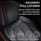 Coverado Car Seat Covers Front Seats, Waterproof Leather Seat Covers for Cars, Luxury Car Seat Covers with Lumbar Support, Car Seat Protector Driver Seat Covers Universal Fit Most Cars (Black&Red)