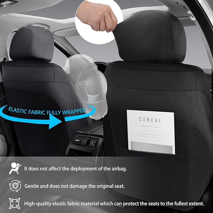 Full Coverage Faux Leather Car Seat Covers Full Set,Automotive Seat Covers for Cars,SUVs Pick-up Truck, Car Seat Cushion, Black Seat Covers,Front Seat Cover,Car Seat Protector
