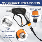 PWACCS Dual Foam Cannon with Pressure Washer Short Gun, Foam Cannon Dual Connector Accessory, Car Wash Foam Gun Kit with 1/4" Quick Connector, 5 Power Washer Sprayer Nozzles, 1.5 Liter, 5000 PSI