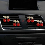4Pcs Cherry Car Air Vent Freshener Perfume Clip, Rhinestone Air Outlet Fragrance Perfume Clip Freshener, Car Decor（Cherry Flavour）