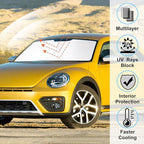 Windshield Sun Shade Custom Fit for 2012-2019 Volkswagen VW Beetle Accessories Foldable Sunshade Sun Blocker Protect Car from Sun Rays & Heat Damage Keep Car Cooler