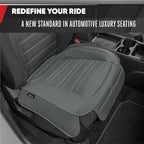 Motor Trend Seat Covers for Cars Trucks SUV, Faux Leather 2-Pack Gray Padded Car Seat Covers with Storage Pockets, Premium Interior Seat Cover