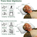 Cooling Camping Pillow, Memory Foam Travel Pillow with Adjustable Buckle Strap & Storage Bag, Compact Small Pillow for Airplane, Car Lumbar, Office, Washable Cooling Cover, Frost White