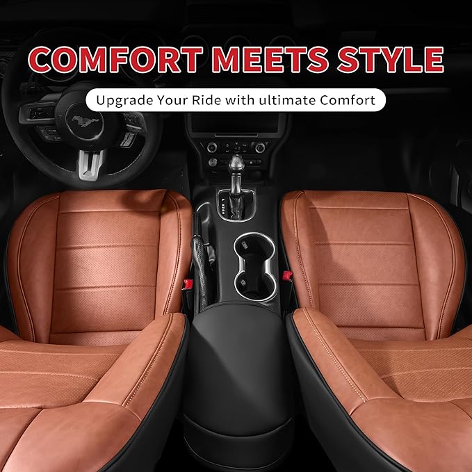 for Ford Mustang Convertible Seat Cover 2015 2016 2017 2018 2019 2020 2021 2022 2023 2024 2025 2026 Custom Fit Seat Cover Full Set (Convertible-Brown+Black)