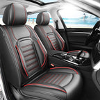 Fit HRV Premium Leather Car Seat Covers Compatible with Honda HRV 2016-2025 2026, Breathable, Wear Resistant, Airbag Compatible, All-Weather Protection & Full Coverage, Full Set Red Line Black