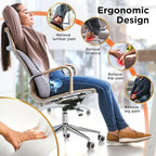 BLACK+DECKER Memory Foam Lumbar Support Pillow with Cooling Gel – High Back Lumbar Cushion for Office, Car, Wheelchair & Airplane – Ergonomic, Pain Relief, Adjustable Strap, Washable Cover,Grey/Black