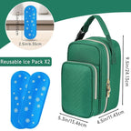 Breastmilk Cooler Travel Bag with Ice Pack,Portable Breastmilk Cooler Bag with Buckle Handle,Insulated Breastmilk Storage Bag Cooler,Green