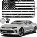 Autoamerics 1-Piece Windshield Sun Shade Grunge B&W American Flag USA Design - Foldable Car Front Window Sunshade for Most Sedans SUV Truck - Blocks Max UV Rays and Keeps Your Vehicle Cool - Small