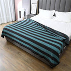 PuTian Merino Wool Blanket - 63" x 51" Thick Warm Soft Twin Bed Throw - Great for Camping, Outdoors, Travel, Car, Couch All Seasons Blue Stripe
