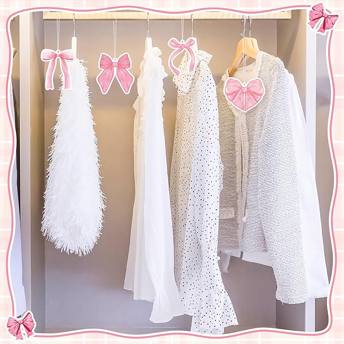 ANGOLIO Pink Bow Car Fresheners Valentine's Day Gifts 12Pcs Scented Hanging Oil Bow Air Freshener Hanging Ornaments Paper Pendant Scented Diffuser for Car Interior Accessories Home Office Wall Decor