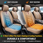 OASIS AUTO Car Seat Covers Full Set Premium Waterproof Faux Leather Cushion Universal Accessories Fit SUV Truck Sedan Automotive Vehicle Auto Interior Protector (OS-001 Tan)