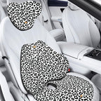 NS YOLO Ergonomic Car Seat Cushion with Comfort Memory Foam Neck Pillow, Car Pillow,Lumbar Support and Big Size Soft Seat Cushion for Driving Seat,Office Chair and Wheel Chair (Leopard Print-3 pcs)