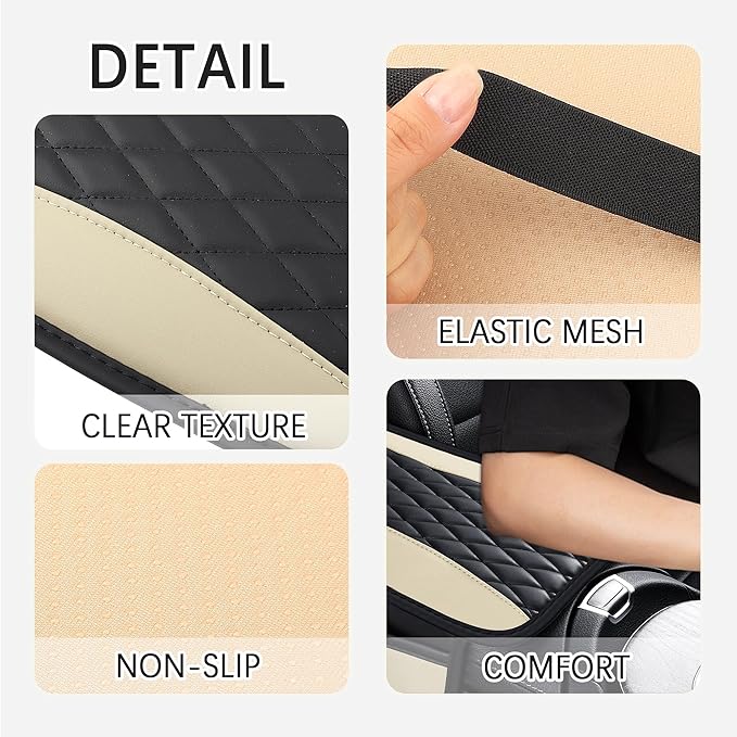 Patchwork Leather Center Console Covers for Cars,Upgraded Arm Rest Cover for Car with Side Storage Pocket for Car Seat Organizer,Middle Console Cover Stylish Car Decoration (Light Beige)