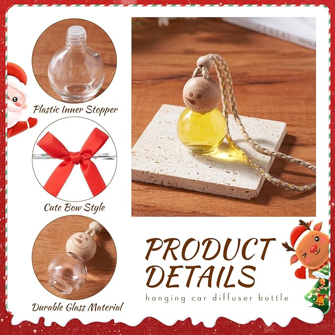 30 Pcs 30 Pcs Winter Car Diffuser Bottles Snowman Pumpkin Car Diffuser Winter Fall Hanging Empty Vehicle Air Freshener with Bow for Holiday Party Gift (Snowman)