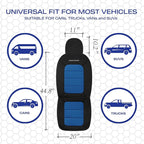 Skechers Memory Foam Car Seat Covers,Thick Cool Touch Fabric Seat Covers,Front Seat Cover Airbag Compatible,Automotive Comfort Protection for Most Cars,Vans,Trucks,SUV,Blue