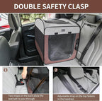 DONORO Dog Kennels and Crates for Medium Dogs, Portable Pop Up Indoor Pet Cage with Sturdy Wire Frame, Collapsible Travel Crate Soft Sided Cat Bag Escape Proof (Brown, 24.0" L x 16.0" W x 19.0" H)