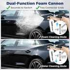 Foam Cannon Dual Connector for Pressure Washer, Car Wash Foam Gun Kit 1/4 Inch Quick Connector, Adjustable Soap Cannon with 5 Pressure Washer Nozzle Tips, Adapter, 1 Liter, A Fluorescent Green Glove