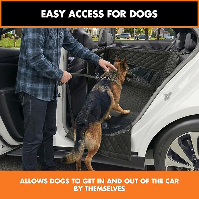 YoGi Prime Half Hammock Dog Seat Cover for Back Seat - Waterproof Half Backseat Dog Cover, Space Saving Split Seat Design, Universal Fit & Heavy Duty Pet Restraint