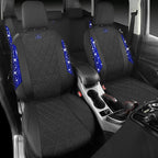 CAR PASS Oxford Bling Diamond Car Seat Covers 2 Front Interior Sets, Waterproof Shining Glitter Sparkly Crystal Universal Armrest Fit 95% Automotive Truck SUV Cute Women Girl, Black Blue Rhinestone