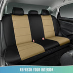 Road Comforts Car Seat Cover, Leather Full Set Car Seat Cover, Automotive Front Rear Seat Covers, Airbag Compatible Universal Fit for Most Cars (Beige)