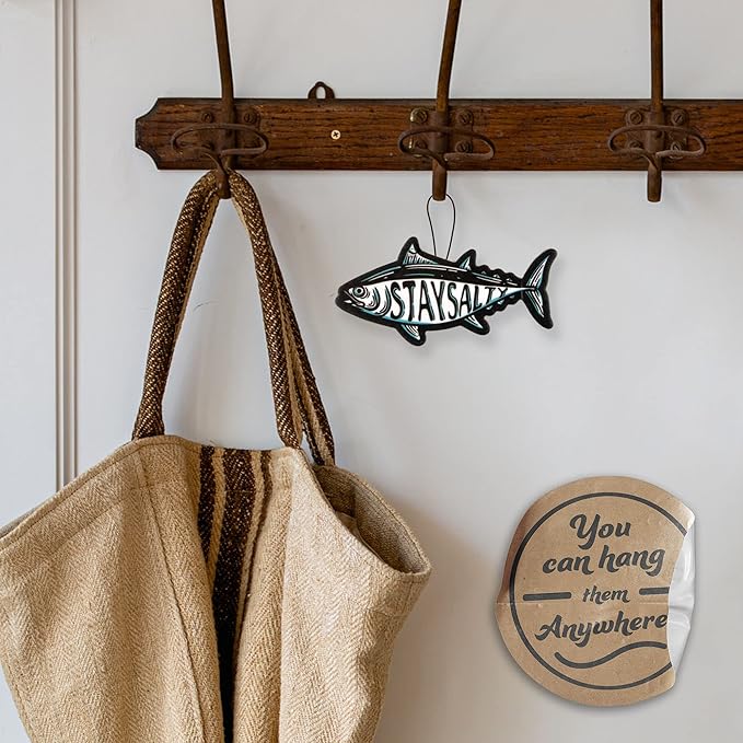 Stay Salty Fish Car Air Freshener 6 Pack Scented with Essential Oils (6 Pack)