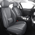 Chezope Leather Seat Covers, Grey Car Seat Covers Front Pair, Breathable Car Seat Protectors, Wear-Resistant Car Accessories, Universal Fit for Most Cars,SUVs Truck (Grey-Diamonds, Front Pair)