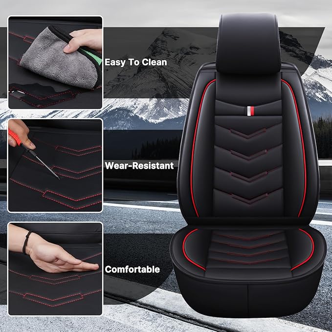 Car Seat Cover 7 Seats for Hyundai Palisade 2020-2025, Durable Wear Resistant Waterproof Sport Seat Covers, Breathable No Odor Premium Leather Vehicle Seat Covers.(Standard,Black Red)