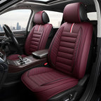 OASIS AUTO Car Seat Covers Front Seats Premium Waterproof Faux Leather Cushion Universal Accessories Fit SUV Truck Sedan Automotive Vehicle Auto Interior Protector (OS-001 Burgundy)