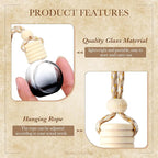 BBTO 50 Pcs Hanging Car Air Freshener Black Car Diffuser Bottles Empty Glass Perfume Bottle Freshener Diffuser Bottles Pendant for Essential Oil Fragrance Aromatherapy Ornament(Round)