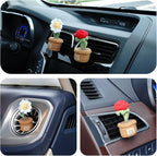 Wonhibo 2 Pack Car Air Freshener Vent Clip, Cute Soft Stuffed Vent Decor Car Accessories for Women (M, Rose/Daisy)