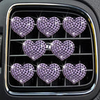 8Pcs Purple Bling Heart Air Vent Clips,Crystal Heart Cars Air Fresheners Vent Clips Cars Diffuser Rhinestone Diamond Decoration Car Interior Decor Cute Car Accessories for Women,Interior Accessories