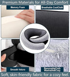 Travel Neck Pillow for Airplanes, Memory Foam with Chin Support, Ergonomic 360 Degree Cervical Support for Plane/Car/Train/Office (Light Grey)