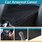 Center Console Cover Compatible with Toyota RAV4 Accessories 2020-2025 and 2021-2025 RAV4 Prime, PU Leather Middle Console Lid Cover, Seat Protector Armrest Cushion Pad (Black with Black Stitches)