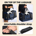 Cat Carrier Soft-Sided Travel Bag for Medium to Large Cats Over 15lbs, Small Dog Carrier Crate Top Entry Breathable Mesh Puppy 12 Pounds, Pet Rabbit Carrying Cage Kennel Collapsible Navy