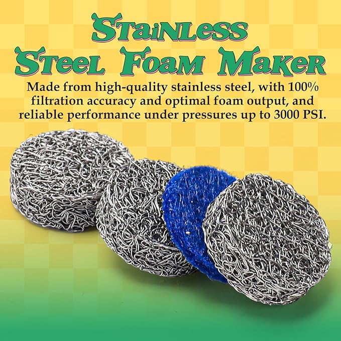 1.1 mm Orifice Foam Cannon Nozzle and Foam Maker Meshes Kit for Foam Cannon Replacement Thread Nozzle Tips and Mesh Filter, with Cleaning Tools, 3000PSI 2-Pack