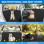 WoofKnows(54" W x 56" L, Black Scratch Prevention Dog Car Seat Cover for Back Seat Waterproof Dog Hammock for Car with Mesh Window Durable