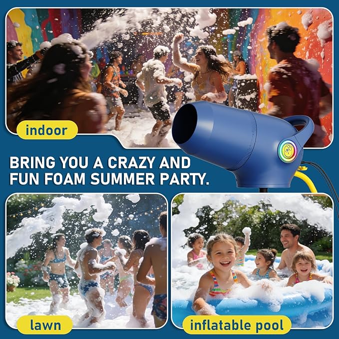 Party Foam Cannon, Foam Machine for Party, 3 Modes Foam Making Machine for for Garden Backyard Pool Indoor (Foam Machine - Enhanced Version)