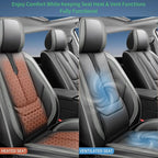Fit Equus Car Seat Covers for Hyundai Equus 2011-2014 2015 -Upgraded Premium Waterproof & Breathable Leather,Airbag Compatible,All-Weather Seat Cushion Protector,Full Set,Black-Grey