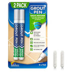 Grout Pen Light Grey Tile Paint Marker: Waterproof Grout Paint, Tile Grout Colorant and Sealer Pen - Narrow 5mm, 2 Pack with Extra Tips (7mL) - Light Grey