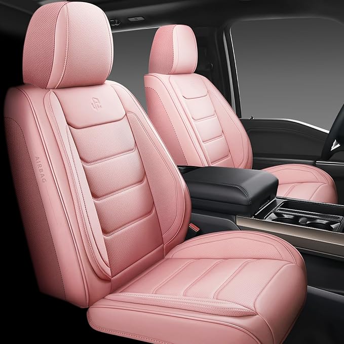 Full Coverage Faux Leather Car Seat Covers Full Set,Automotive Seat Covers for Cars,SUVs Pick-up Truck, Car Seat Cushion, Pink Seat Covers,Front Seat Cover,Car Seat Protector